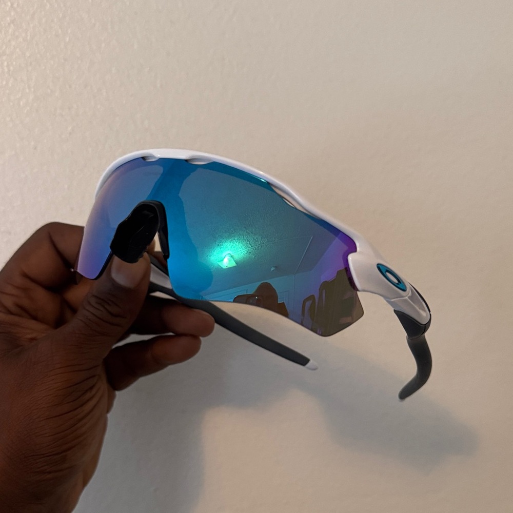 Oakley White Frame with Blue Lenses Sunglasses